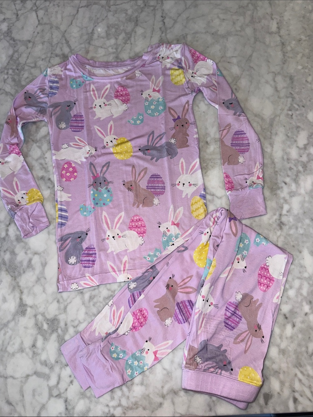 Little Sleepies Purple Bunny & Easter Egg Pajama Set 4T